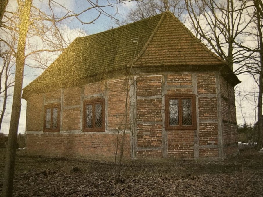 Die achteckige Fachwerkkapelle Meetzen von außen